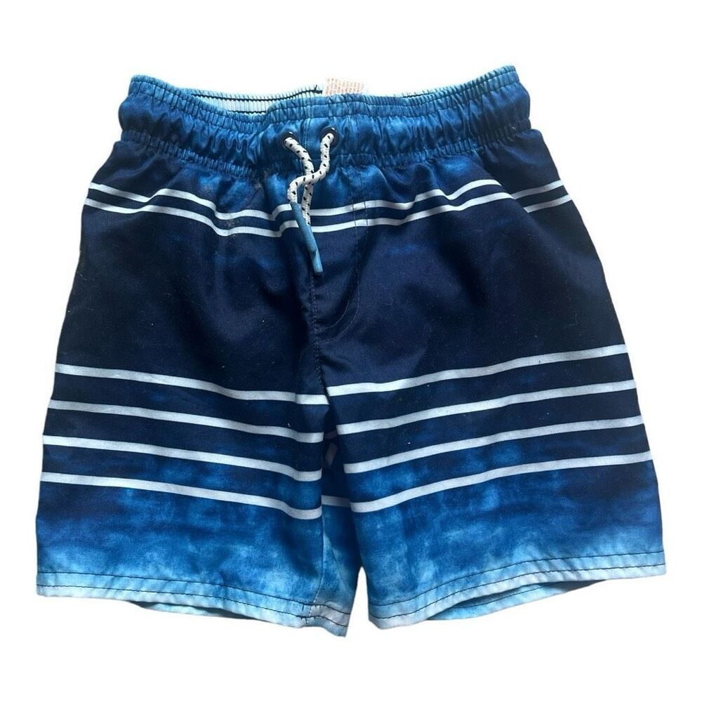Toddler Boys Cat & Jack Striped Drawstring Swimming Trunks - Sz 4T